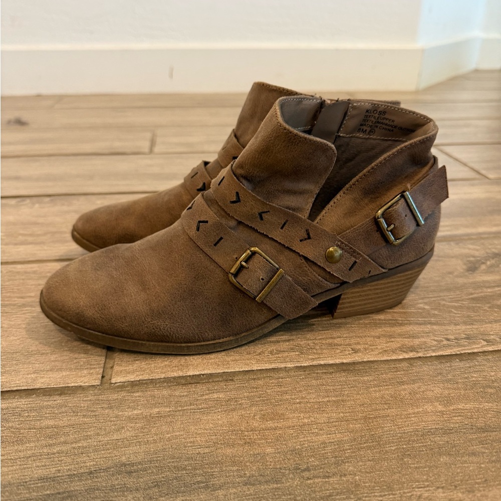 Brown Ankle Boots with Buckle Detail